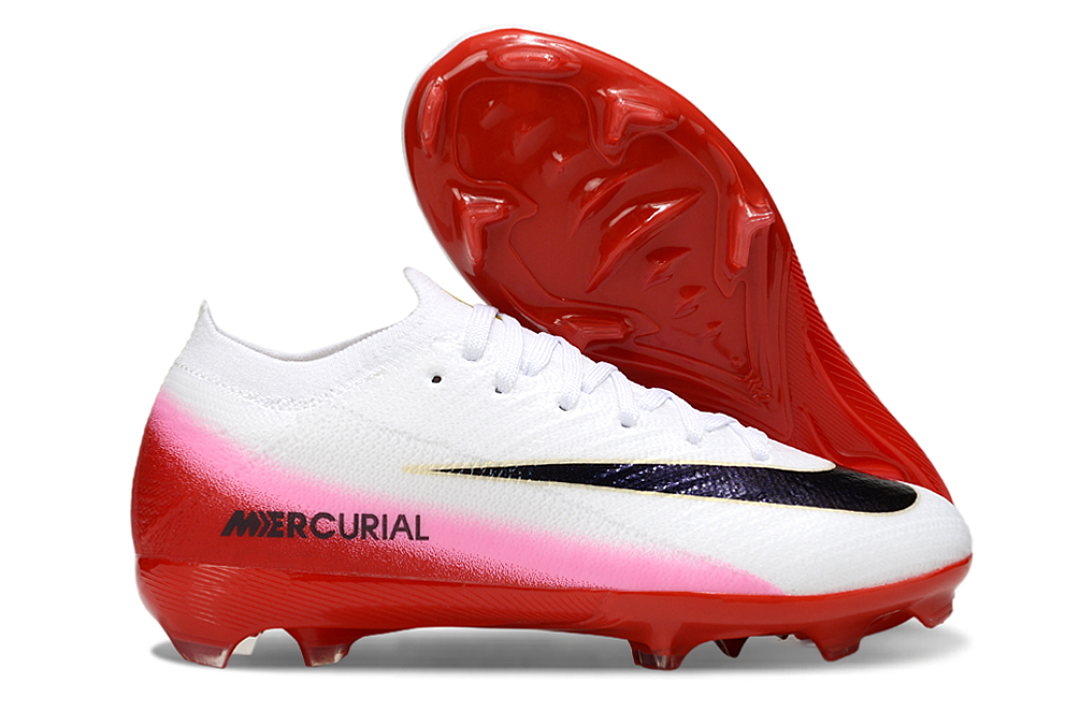 Kid size Mercurial Vapor 16 - white / pink / red / heel / black - FG low cut