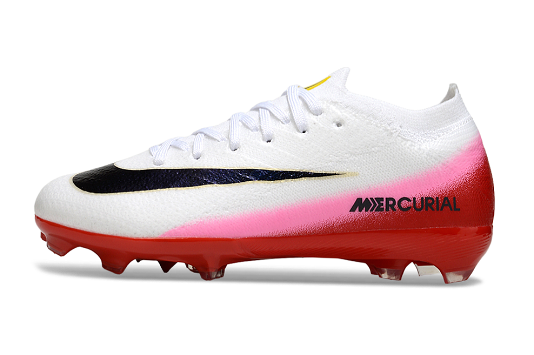 Kid size Mercurial Vapor 16 - white / pink / red / heel / black - FG low cut